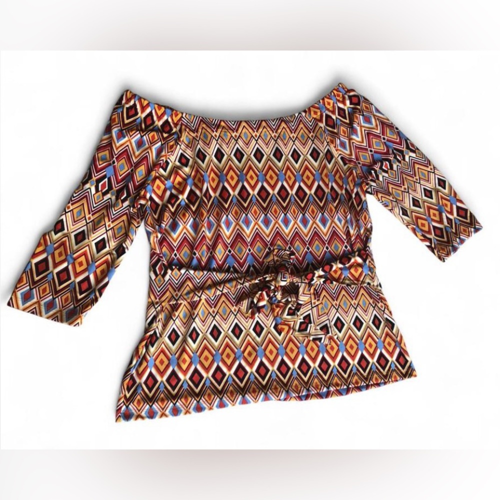 Harlow & Rose Women’s Geometric Patterned Off-Shoulder Blouse Size XL